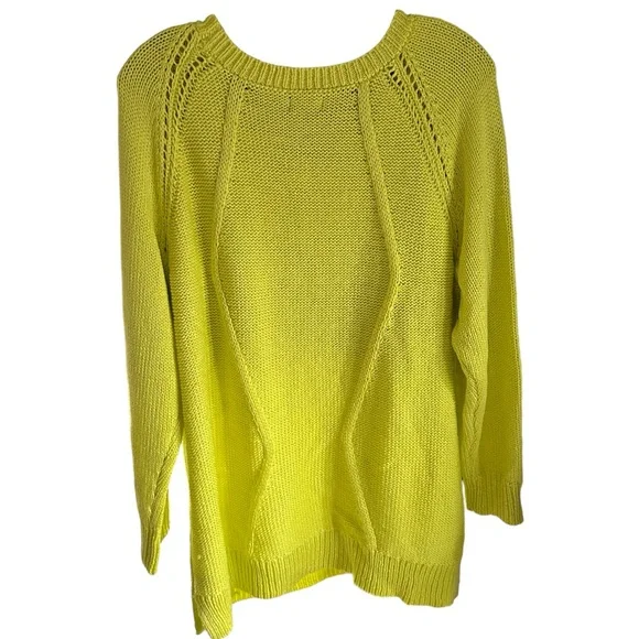 APT 9 bright limeade cable pullover sweater, size 1X, Acrylic (NWT) - Picture 2 of 7